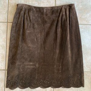 Knee Length Suede Skirt